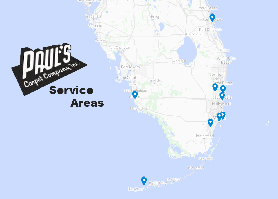 Paul's Carpet Co - Service Area Map - About Us